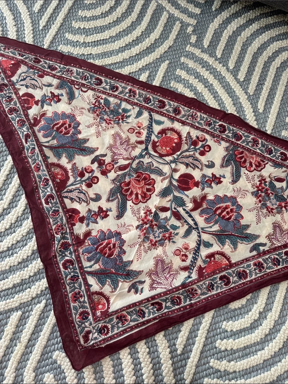 ANOKHI Cotton Triangle Scarf / Block Print Neck Scarf